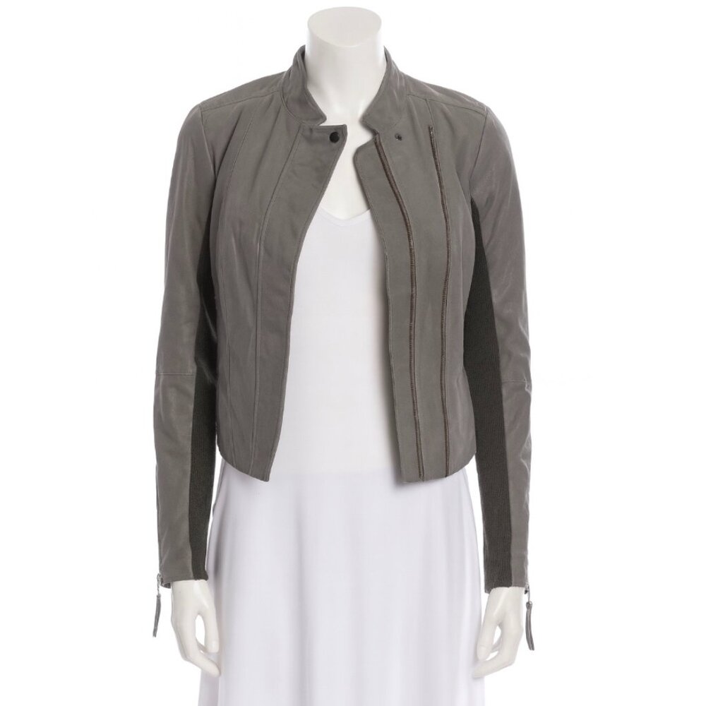 Free People Women’s Size 4 Faux Leather Moto Jacket Gray Biker FREE SHIPPING